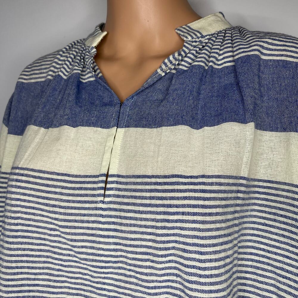 Apiece Apart womens Shirred Agata Top size 2 Cote Stripe Navy 100% Cotton - Picture 11 of 12